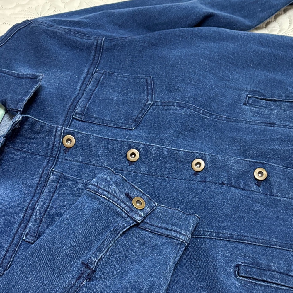 Multiples Dark Blue Jean Jacket with Colorful Trim - image 7